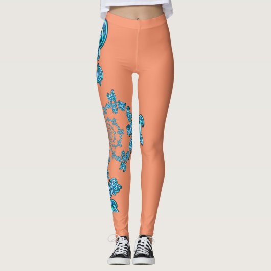 Leggings Beau design couleur saumon extraordinaire monogram (Devant)