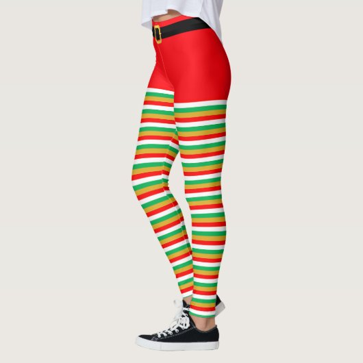 Leggings Beau elfe de Noël Légendes rayées (Gauche)