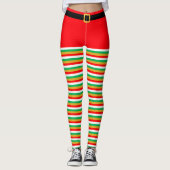 Leggings Beau elfe de Noël Légendes rayées (Devant)