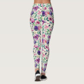 Leggings Beau Modèle Floral Violet Et Rose (Dos)