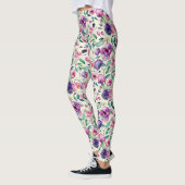 Leggings Beau Modèle Floral Violet Et Rose (Gauche)