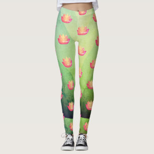 Leggings Beau Motif à fleurs rose Lotus