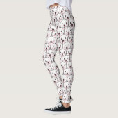 Leggings Beau Motif de dessin de visage de chat blanc (Gauche)