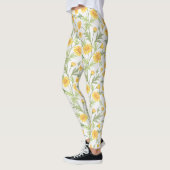 Leggings Beau Motif de Fleurs de Fleurs de Faisée Jaune (Gauche)
