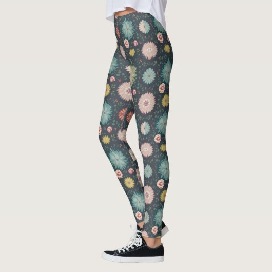 Leggings Beau motif fleuri multicolore (Gauche)