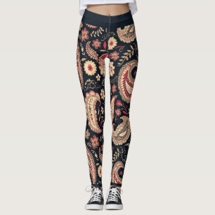 Leggings Beau Motif Paisley Dark N Red Mix
