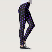 Leggings Beau motif violet bleu sur noir (Droite)