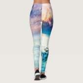 Leggings Beau pantalon de yoga de scène de plage (Dos)