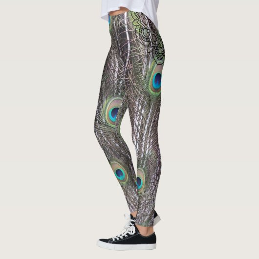 Leggings Beau paon avec queue ouverte (Gauche)