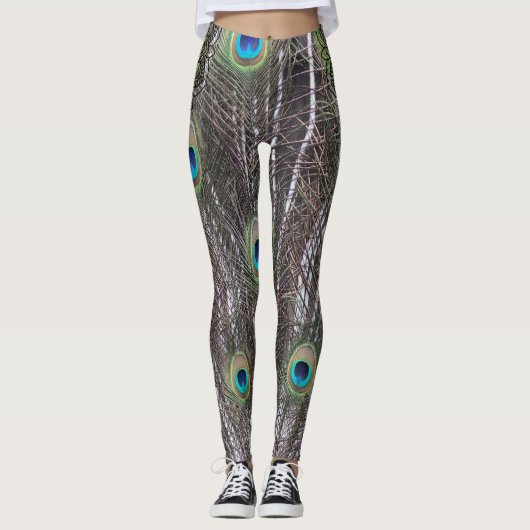 Leggings Beau paon avec queue ouverte (Devant)