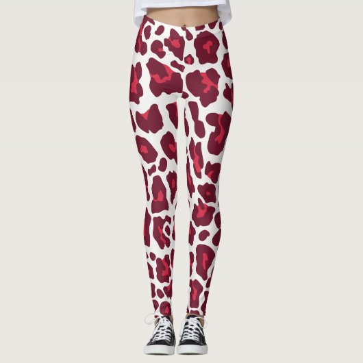 Leggings Beau Red Roses léopard Motif animal (Devant)
