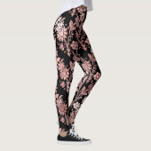 Leggings Beau rose floral damassé noir (Droite)