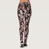 Leggings Beau rose floral damassé noir (Dos)
