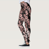Leggings Beau rose floral damassé noir (Gauche)