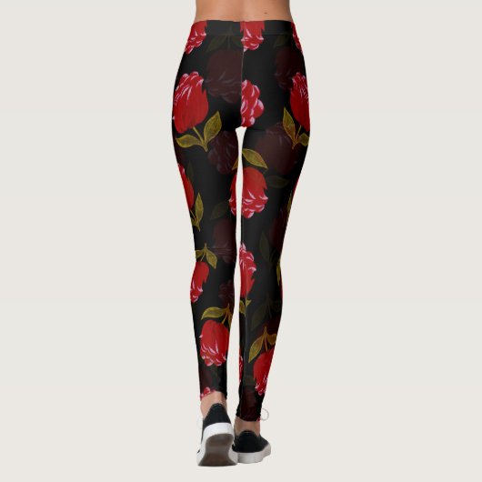 Leggings Beau Rouge translucide rose motif de broderie (Dos)