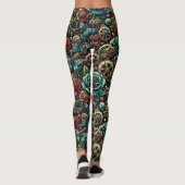 Leggings Beau Steampunk Gears à thème et Roses (Dos)