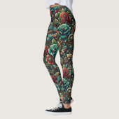Leggings Beau Steampunk Gears à thème et Roses (Gauche)