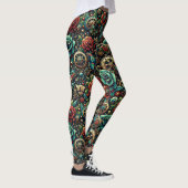 Leggings Beau Steampunk Gears à thème et Roses (Droite)