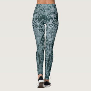 Leggings Beau, turquoise argent, motif de nouveau d'art,