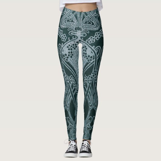 Leggings Beau, turquoise argent, motif de nouveau d'art, (Devant)