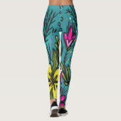 Leggings Beauté de Coussin de Jet avec des Fleurs (Dos)