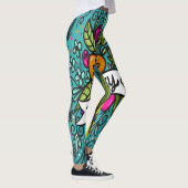 Leggings Beauté de Coussin de Jet avec des Fleurs (Droite)