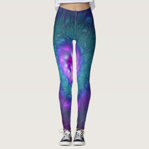 Leggings Beauté florale abstraite, art fractal coloré de fl