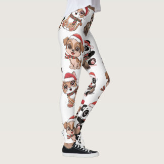 Leggings Beaux animaux avec casquettes de Noël