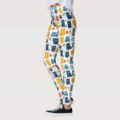 Leggings Beaux chats kawaii, jouer avec des jouets blanc ba (Gauche)