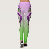 Leggings Beaux cœurs verts roses modernes abstrait fractal (Dos)