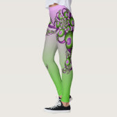 Leggings Beaux cœurs verts roses modernes abstrait fractal (Gauche)