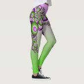 Leggings Beaux cœurs verts roses modernes abstrait fractal (Droite)