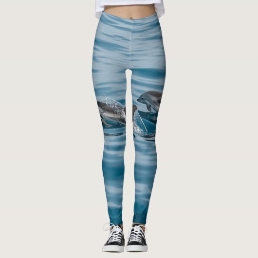 Leggings Beaux dauphins aquatiques (Devant)