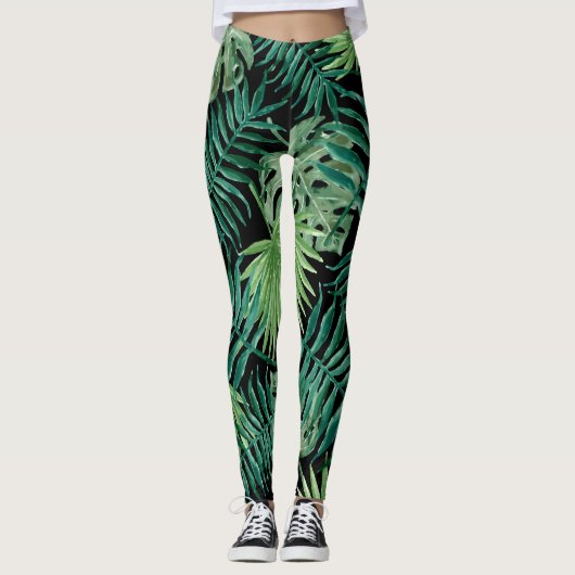 Leggings Beaux feuilles de palmiers (Devant)