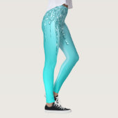 Leggings Beaux gouttes d'parties scintillant à la menthe bl (Droite)