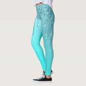 Leggings Beaux gouttes d'parties scintillant à la menthe bl (Gauche)