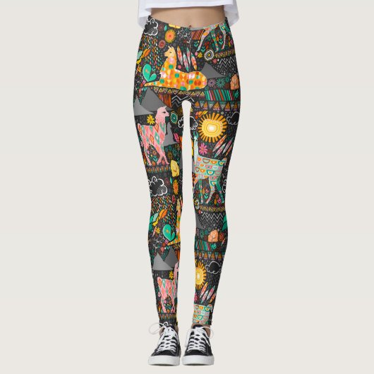 Leggings Beaux lamas sur les guêtres grises (Devant)
