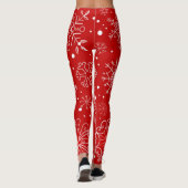 Leggings Beaux Snowflakes sur Noël Arrière - plan rouge (Dos)