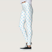 Leggings Bébé bleu croix coutures sur blanc (Gauche)
