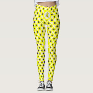 Leggings Bébé jaune mignon abeille et fleurs