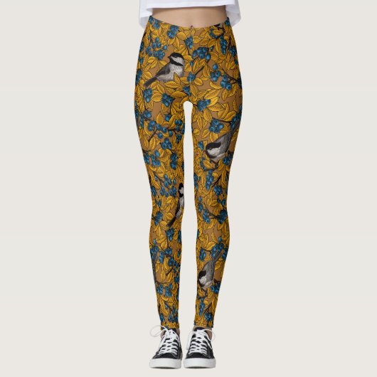 Leggings Bécasseaux sur les branches de bleuets (Devant)