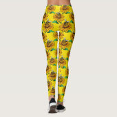 Leggings Bee on Sunflower Flower Pattern Design Yellow  (Dos)