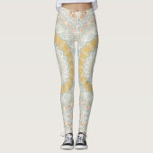 Leggings Beige doré et bleu Mandala design Motif (Devant)
