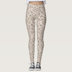Leggings Beige leopard print .
