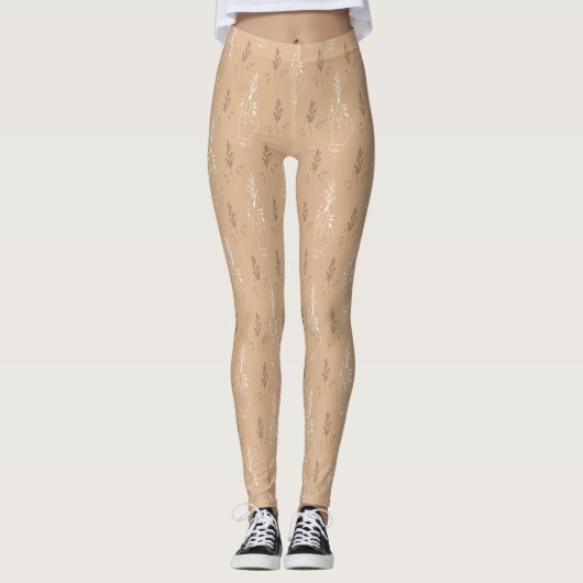 Leggings Beige mystique bohémien (Devant)