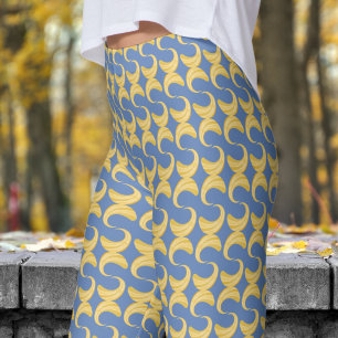Leggings Belle Couleur Bleu et Or Motif
