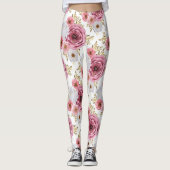 Leggings Belle couleur rose avec design floral Rose (Devant)