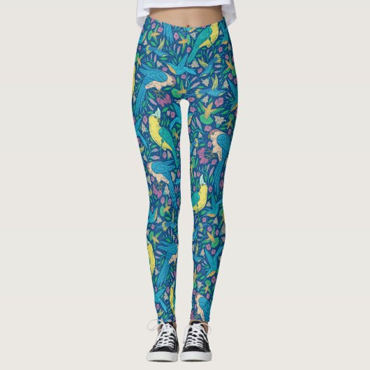 Leggings Belle couleur Tropical Oiseaux & Fleurs (Devant)