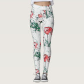 Leggings Belle croquis rouge Trois fleurs de pavot (Devant)