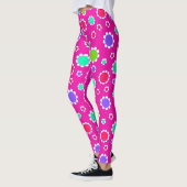 Leggings Belle Fleur rose rouge violet vert Fuchsia (Gauche)